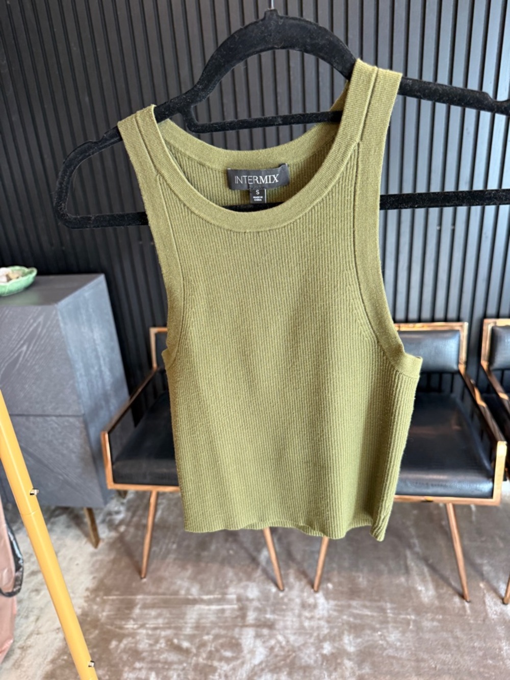 INTERMIX Olive Green Knit Tank Top Size Small